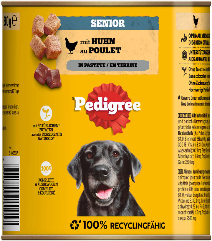 Pedigree Hunde-Nassfutter Senior mit Huhn in Pastete